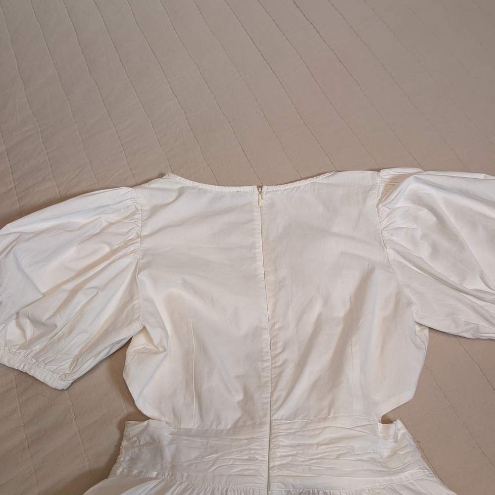 French Connection White Rhodes Cutout Poplin Mini Dress, Women's Size 4 - Picture 9 of 12